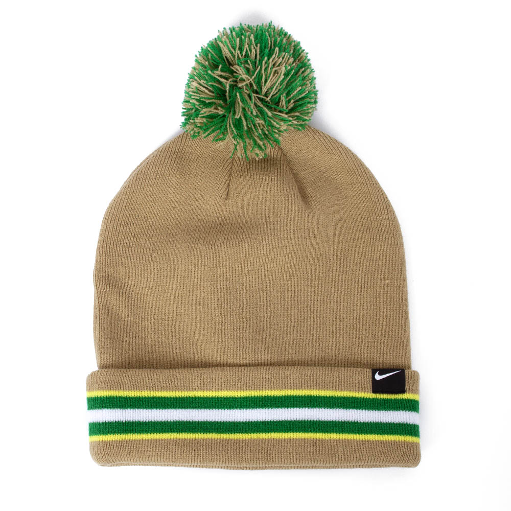 Classic Oregon O, Nike, Brown, Beanie, Acrylic, Accessories, Unisex, Peak, Pom, One size fits most, Adult, Hat, 882849
